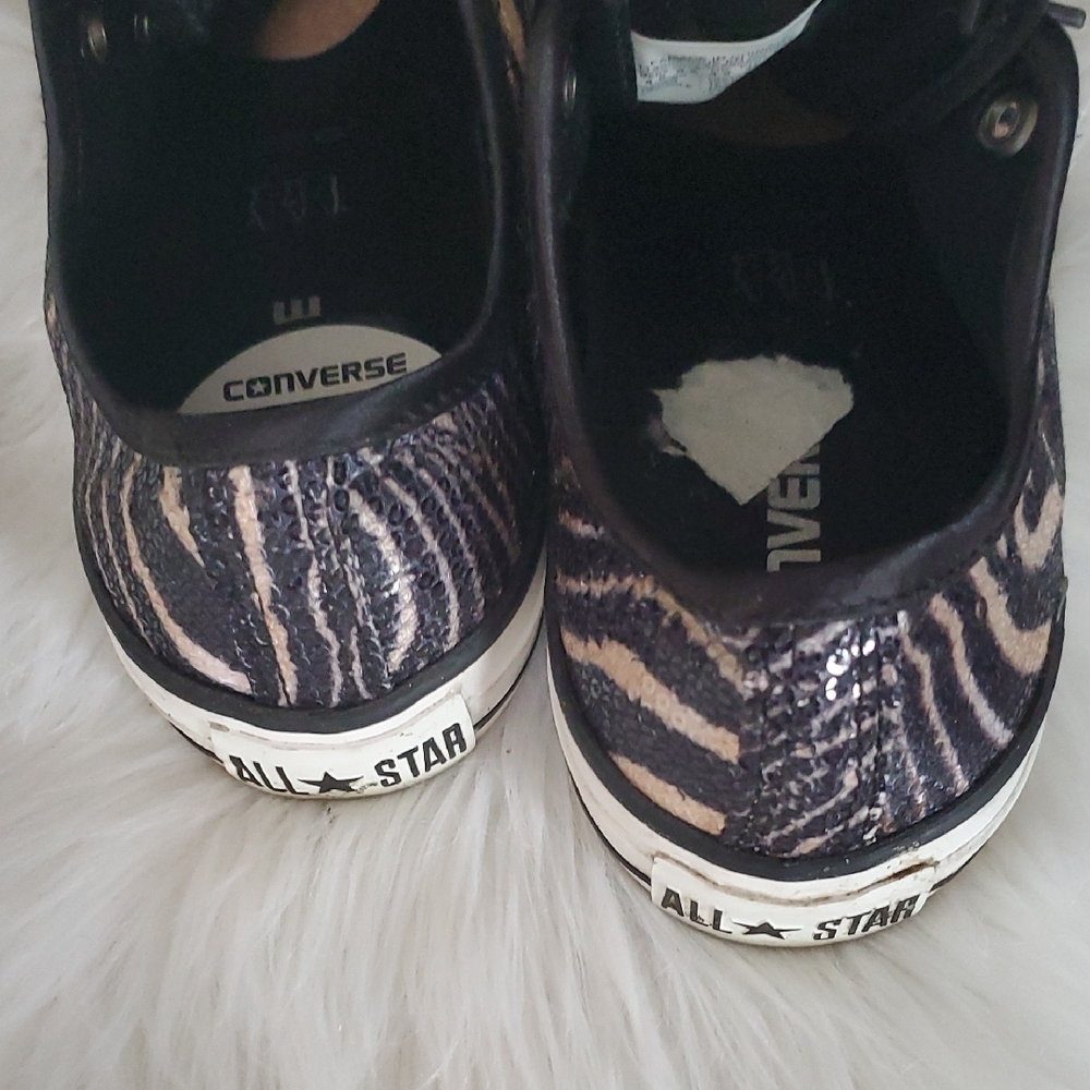 Converse Black and Tan Sequins Animal Print Sneakers Classic Low-Top Sz… - Picture 10 of 15